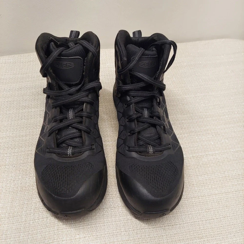 KEEN Utility Vista Energy Mid Work Boots Black Carbon Fiber Safety Toe Mens 11.5